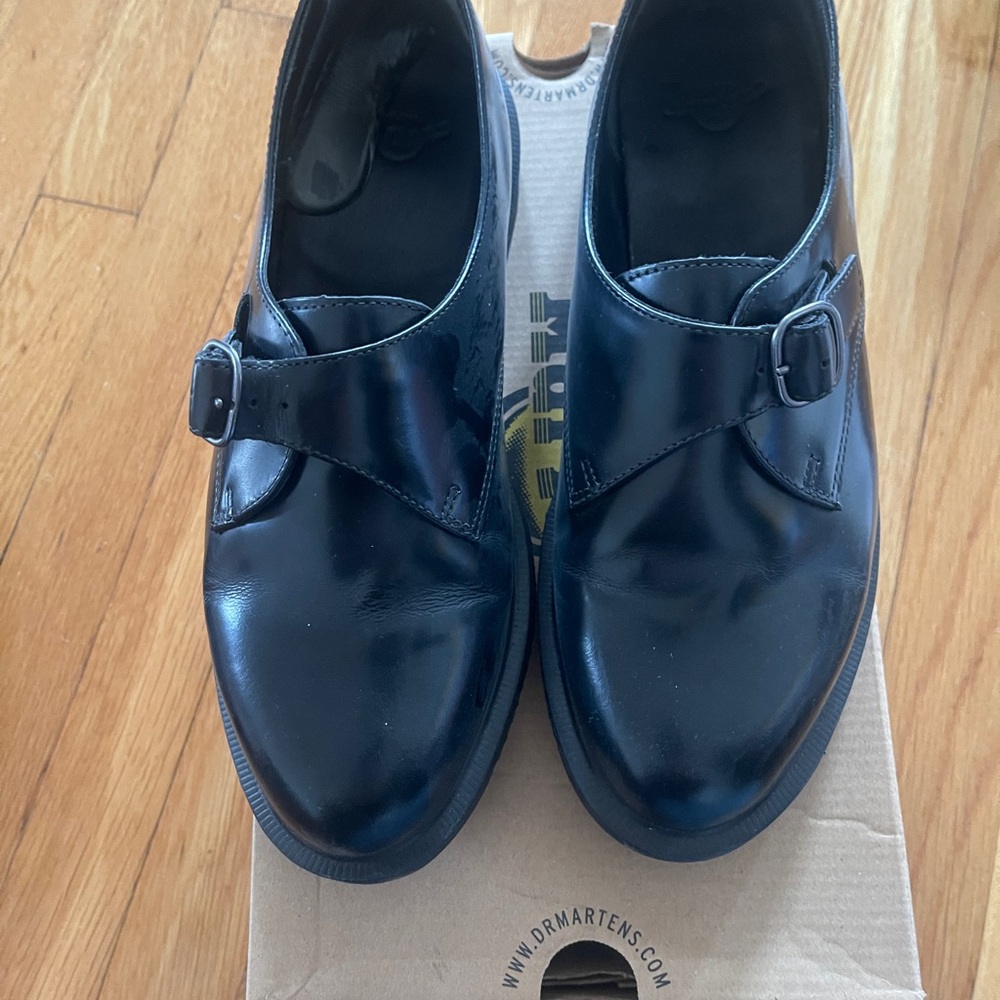 Dr. Martens Lorne Shiny Black Buckle Shoes